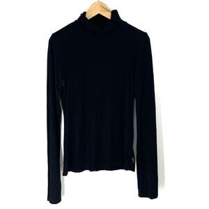 Standard James Perse Top Size 4 Women XL Black Turtleneck Long Sleeve Minimalist